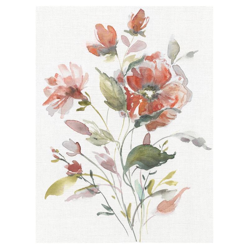 Coral Botanical I Crop Canvas Art Print