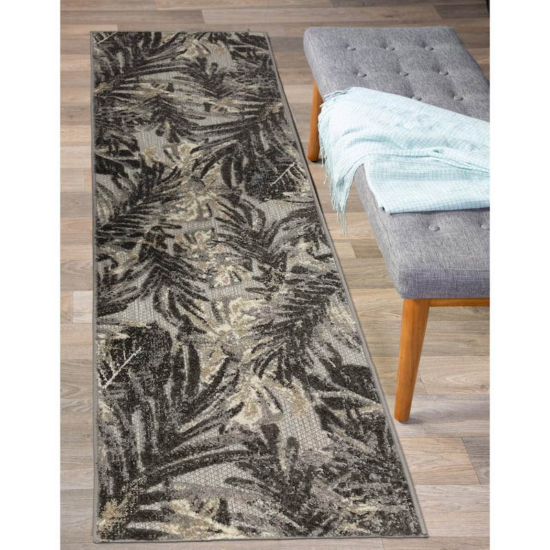 World Rug Gallery Floral Leaves Indoor/Outdoor Area Rug