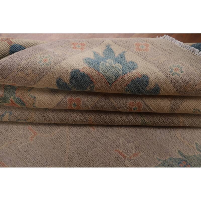 Earth Tone Transitional Oushak Area Rug Hand-Knotted Wool Carpet - 7'9" x 9'8"