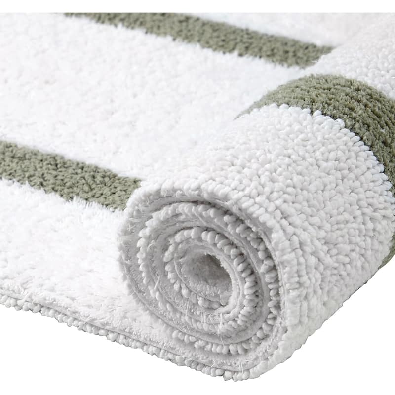 Better Trends Hotel Collection in Race Track 100% Cotton Super Absorbent Reversible Double Sided Machine Washable Bath Mat Rug