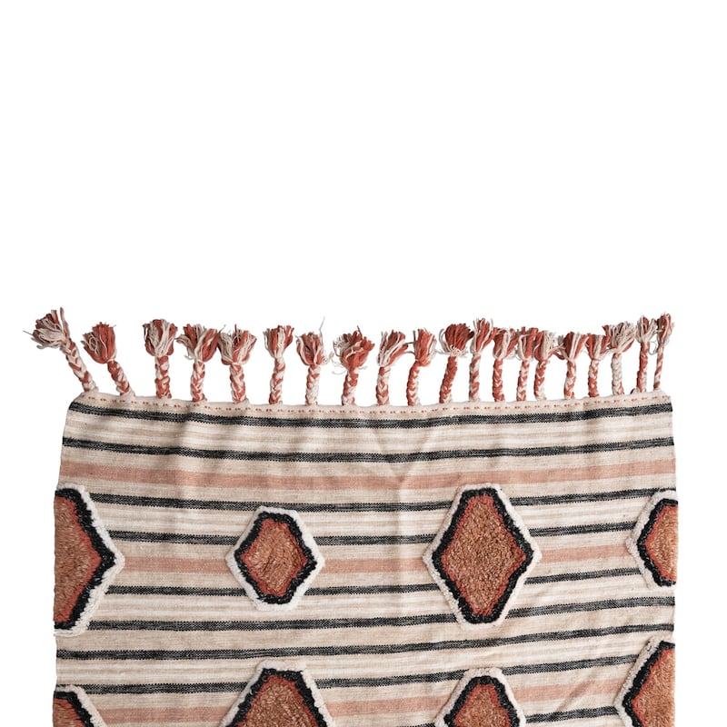 Cotton Tufted Kilim Rug with Braided Tassels - 96" L x 60" W x 0" H