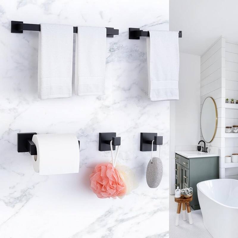 Bathroom Hardware Accessories Set Towel Bar Set Wall Mounted Towel Holder ,Includes Towel Bar,Robe Towel Hooks,Toilet Paper