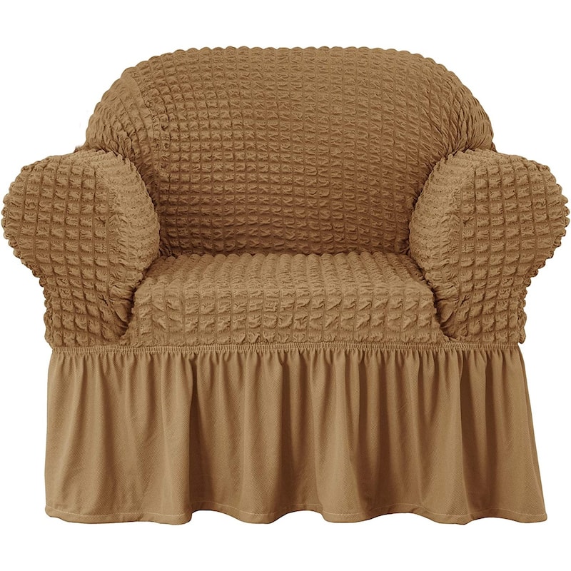 Subrtex 1 Piece Armchair Slipcover Seersucker Skirt Stretch Spandex Furniture Protector