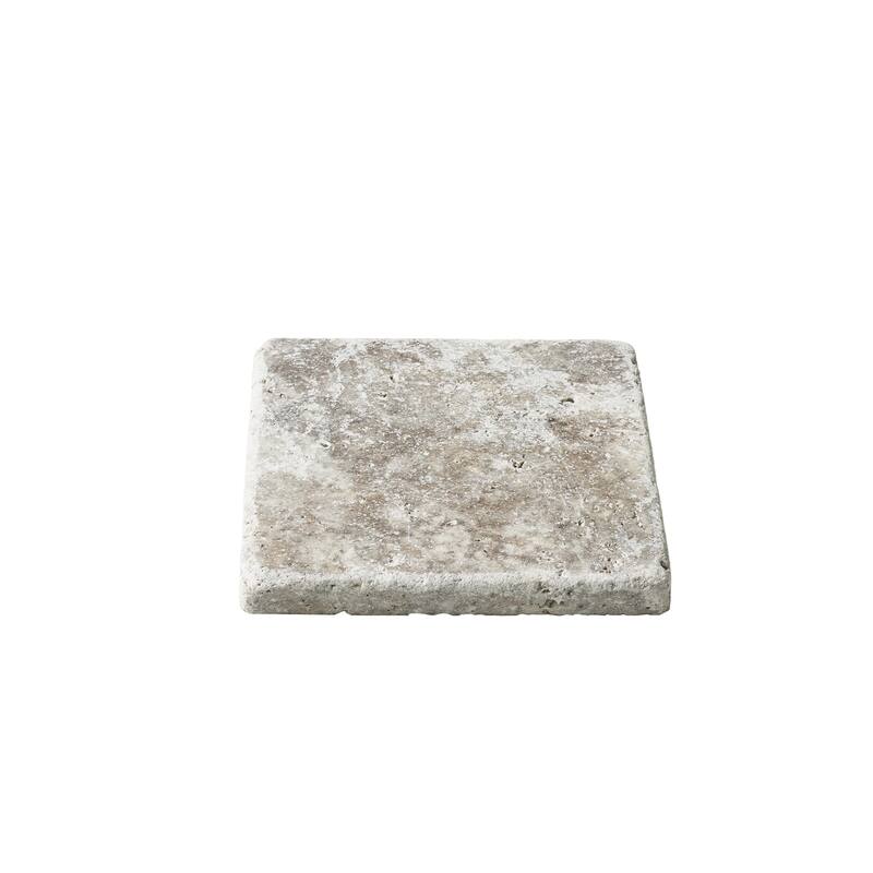 Argento Travertine 4" x 4" Rustic Tumbled Tile