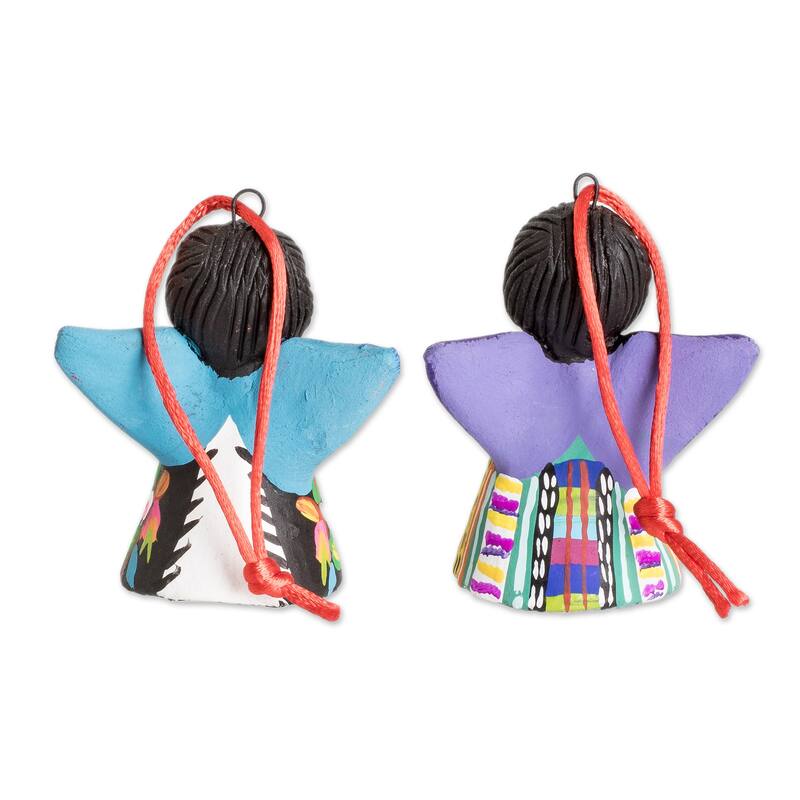 Novica Handmade Angels Of Love Ceramic Ornaments (Pair)