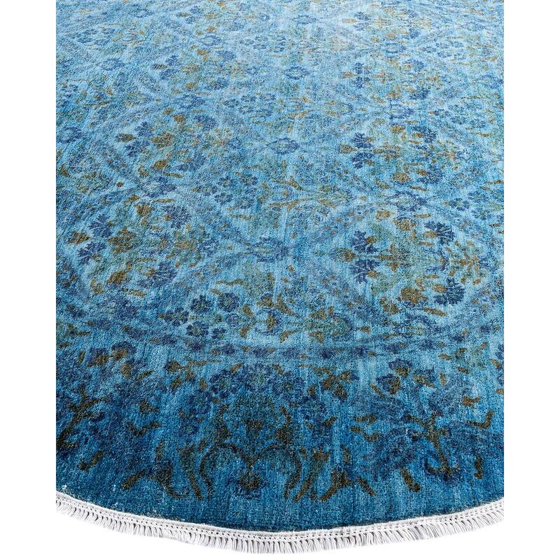 Vibrance One-of-a-Kind Hand-Knotted Area Rug - Blue, 8' 1" x 8' 1" - 8' 1" x 8' 1"