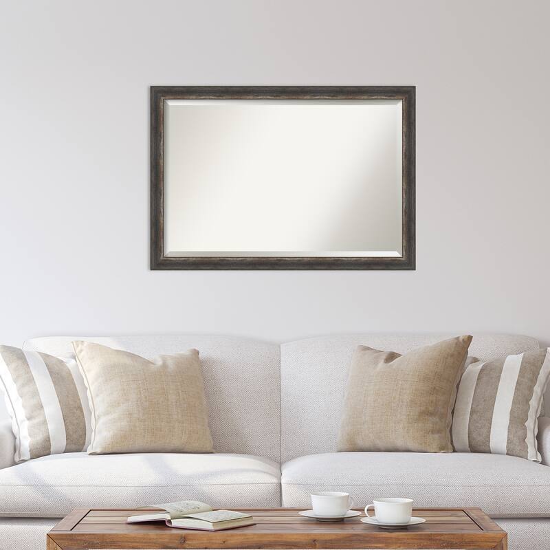 Beveled Wall Mirror - Bark Rustic Char Narrow Frame - Bark Rustic Char Narrow