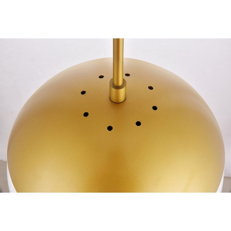 Elian 1-Light Plug in Pendant with Frosted White Shade - Brass - 10" Diameter