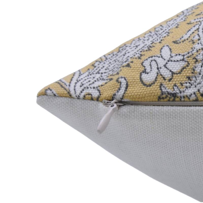 Fabdivine Handmade Cotton Yellow Hand Print Pillow Cover Perfect for Living or Bed Room