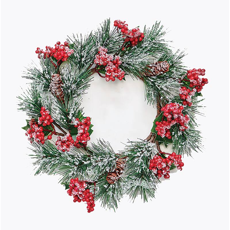 13" Artificial Christmas Mini Wreath And Centerpiece with Snow Berry and Pine - 13