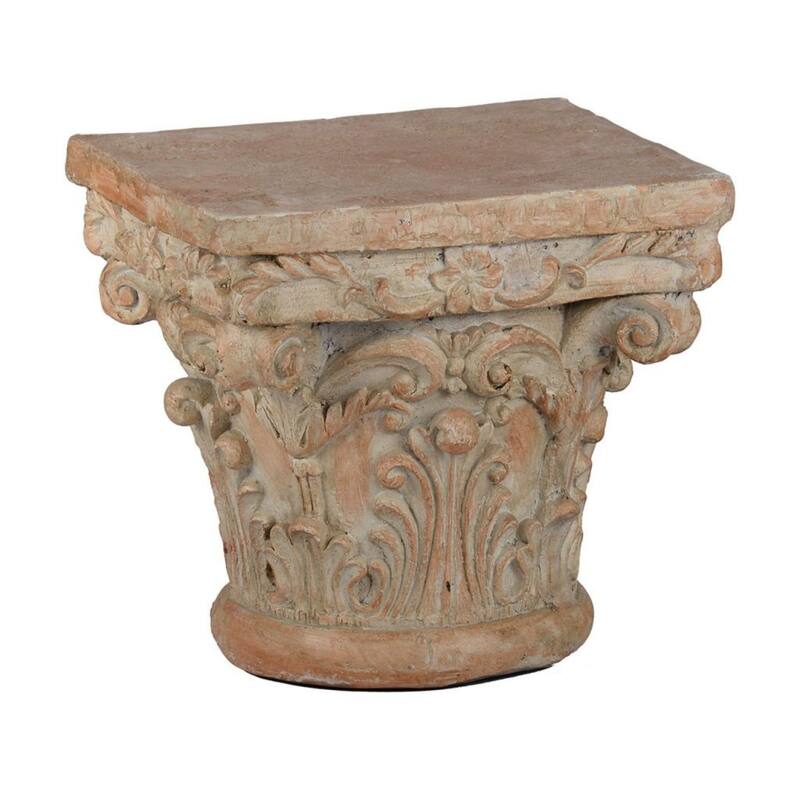 10" Beige and Brown Distressed Finish Pedestal