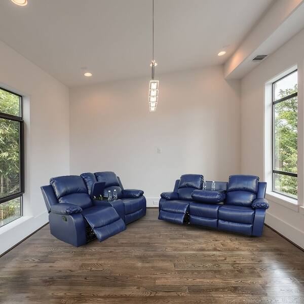slide 1 of 9, Star Home Living 2PC Sofa and Love set Reclining Living Room Set
