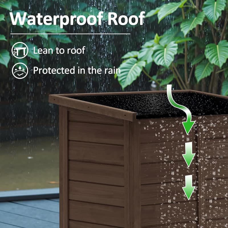 MCombo Small Outdoor Storage Cabinet Shed with Double Doors (24.6" x 18.3" x 38.2"), Wooden 0985