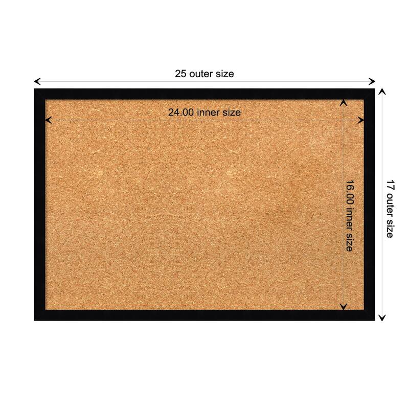 Svelte Wood Framed Natural Corkboard Bulletin Board - Svelte Noir Black - Board Size 24x16