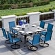 preview thumbnail 101 of 174, Patio Dining Set, Outdoor Dining Table and Chairs Set with Textilene Chairs, Adjustable Umbrella Hole for Garden, Backyard 9 Piece-Square - Blue-Swivel
