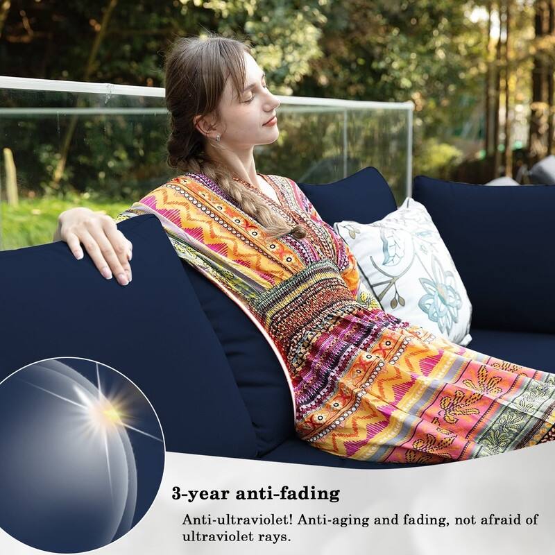 14 Pcs Outdoor Furniture Replacement Cushions Fits 6-seat Sectional Rattan Conversation Set (Only cushions+covers, no sofa.)