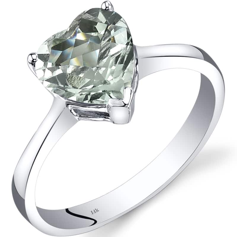 14k White Gold 1.5ct Green Amethyst Solitaire Ring