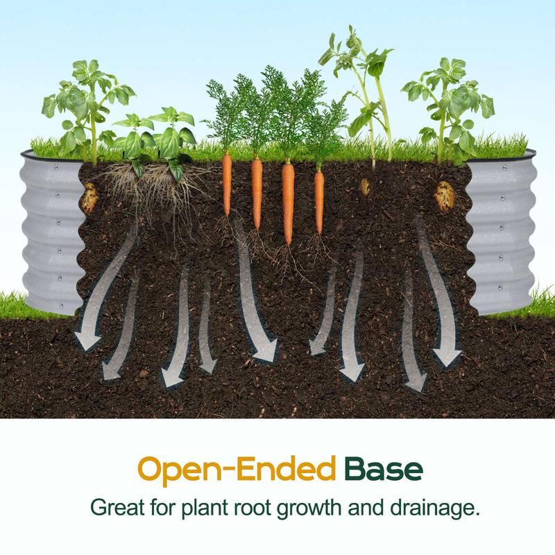 Aoodor 4 in 1 Modular Aluzinc Metal Raised Garden Bed - Outdoor Garden Planter Box for Vegetable, Flower, Herb - N/A