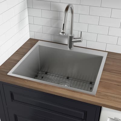 Ruvati Topmount Laundry Utility Sink 18 x 22 x 12 inch Rounded Corners Deep 16 Gauge Stainless Steel - 18 x 22 - 18 x 22