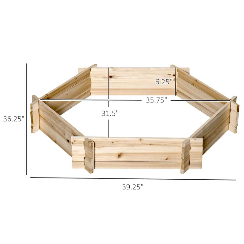 Outsunny 39'' x 36'' Screwless Raised Garden Bed, Hexagon Planter Box, Easy DIY Herb Garden for Vegetables Flowers