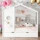 preview thumbnail 1 of 34, Playhouse Design Twin Size House Wooden Bed With Trundle, Modern Design for Kids with Storage Shlef White