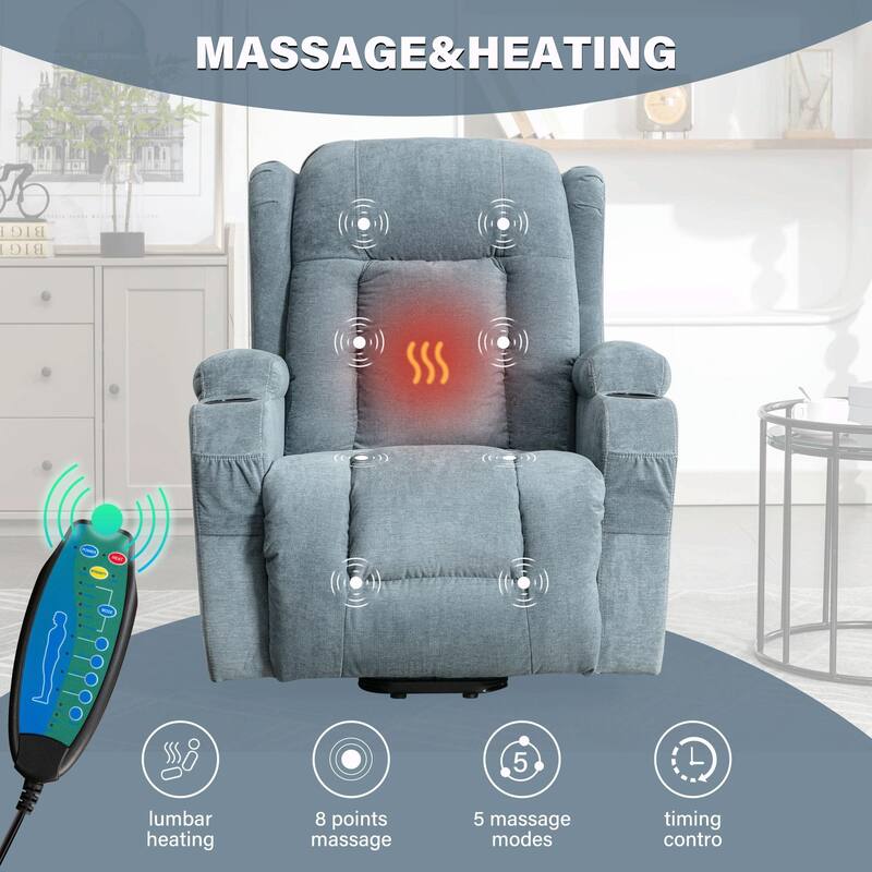 Power Lift Recliner Chair for Elderly with Heat, Massage, and USB Port