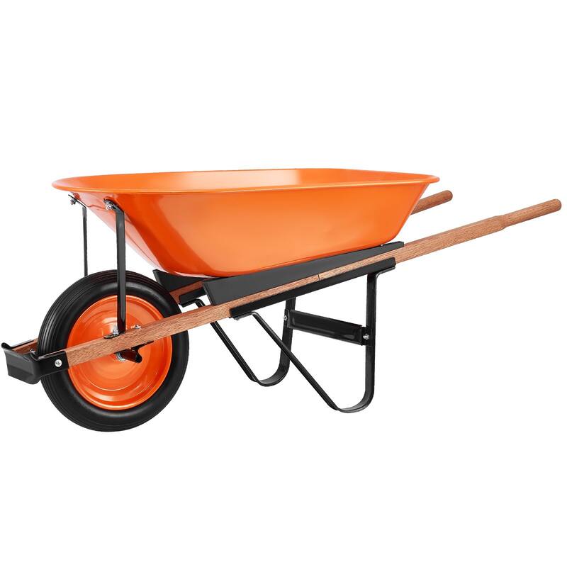 Orange Iron PU Garden Wheelbarrow 265lbs Cart w/ith Foam Tire 16" - 55.12 x 24.41 x 22.83 in