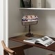 preview thumbnail 3 of 15, 12-inch Stained Glass Desk Lamp with Blue Gemstones