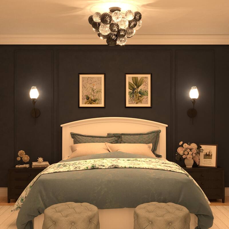 Eroile 1-light Modern Dimmable Glass Flush Mount Ceiling Lighting