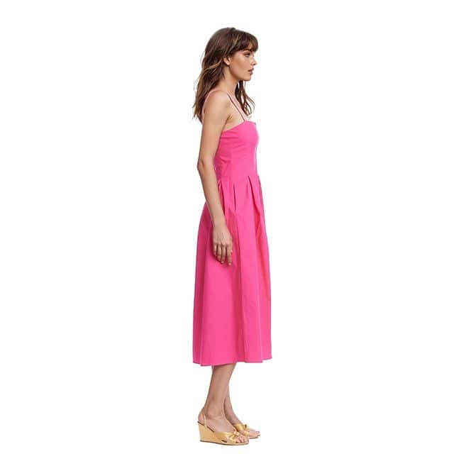 Jewel Badgley Mischka Hallie Pleated Cotton Poplin Midi Dress