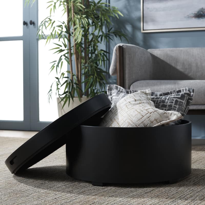 SAFAVIEH Home Collection Rafaela Round Tray Top Coffee Table With Storage - 23" L x 23" D x 13" H