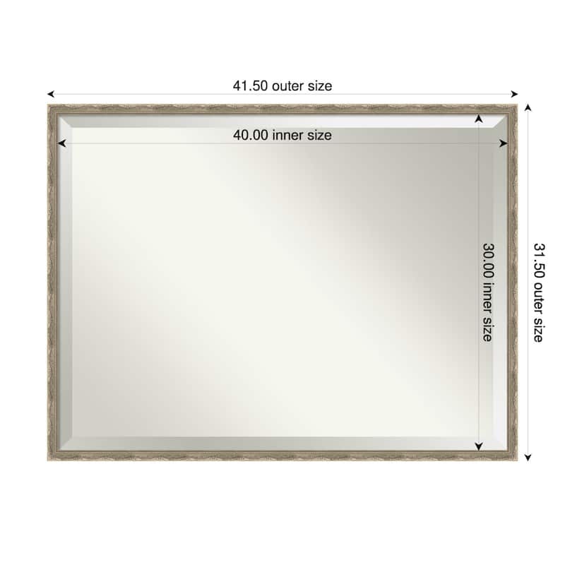 Mila Beveled Wood Framed Bathroom Vanity Wall Mirror - 42 x 32 in - Mila Dark Silver