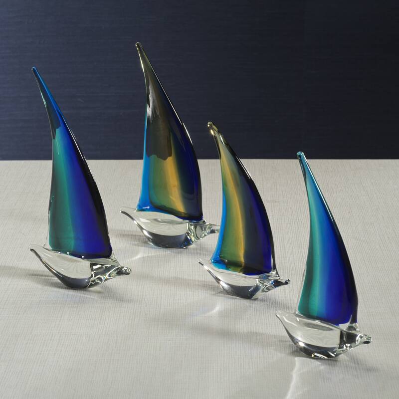 Marisol 2-Piece Assorted Set Decorative Glass Sailboats