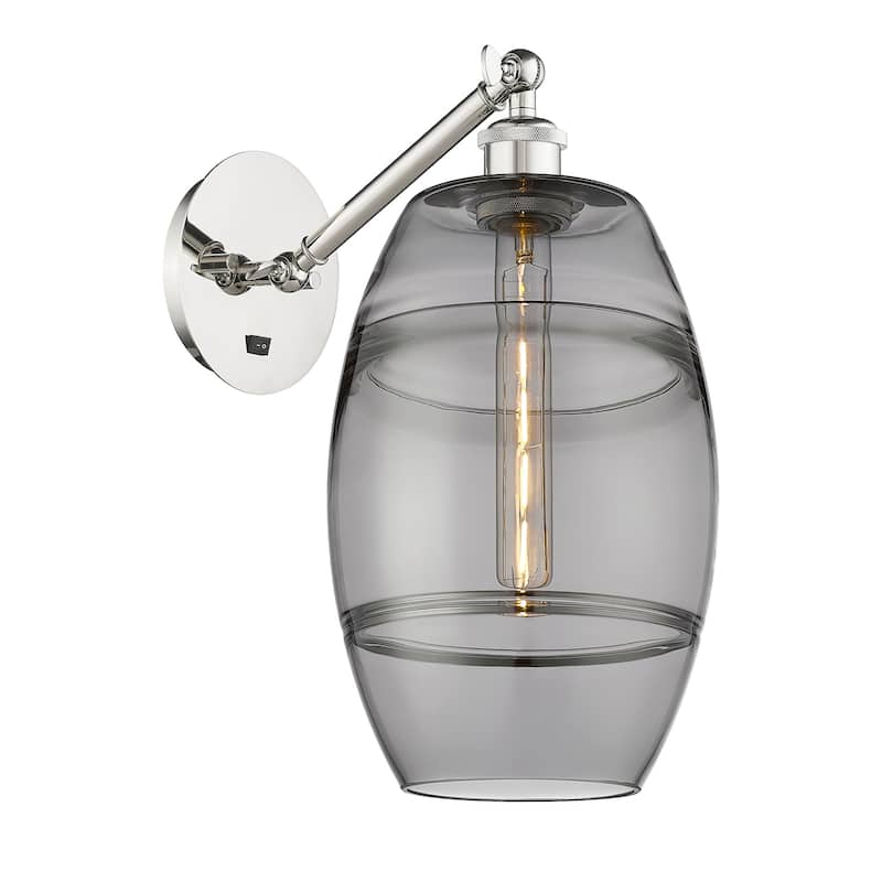Innovations Lighting 317-1W-10-8 Vaz Sconce Vaz 10" Tall Wall Sconce - Polished Nickel / Smoked