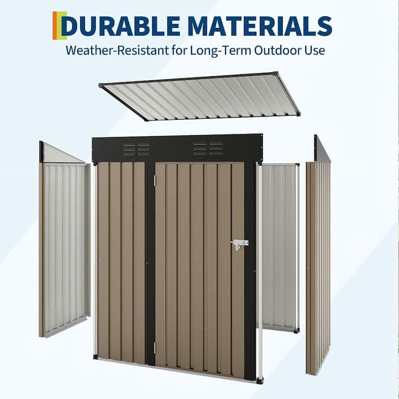 5×3FT Storage Shed Metal Tool Garden Shed for Garden, Backyard, Patio