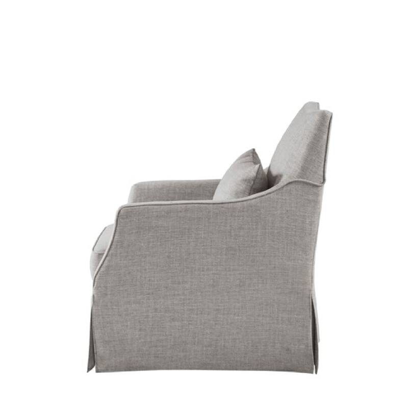 Roomfitters Modern Skirted Swivel Armchair, Traditional Martha Stewart Bedford Collection Lounge Seating with Pillow, Grey