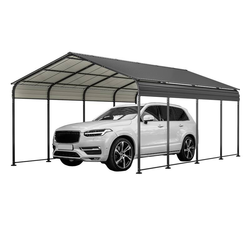 GDFStudio - Oliver Heavy Duty Outdoor Metal Carport with Waterproof Tarpaulin and Reinforced Base