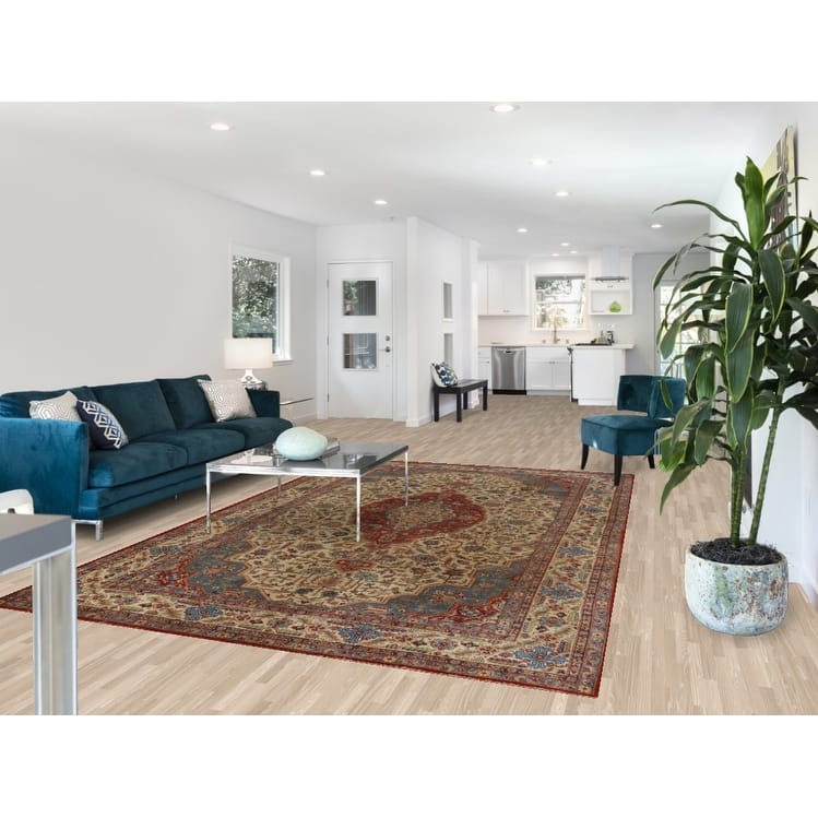 Vegetable Dye Yazd Persian Area Rug Hand-Knotted Wool Carpet - 6'10" x 10'7"