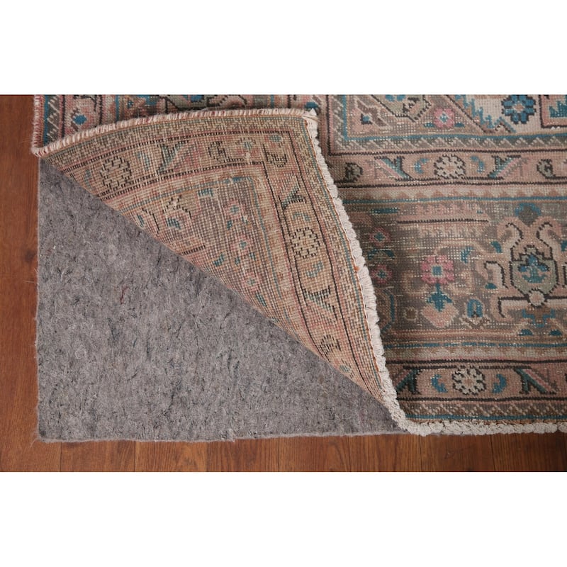 Hand Knotted Oriental 100% Wool Carpet Traditional Medallion Pink Tabriz Area Rug - 10' 10'' X 7' 10''