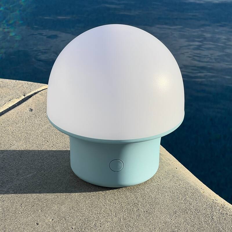 Portobello 6.6 in Matte Blue Modern Portable Indoor/Outdoor Integrated LED Bedside Table Lamp with Built-In Dimmer