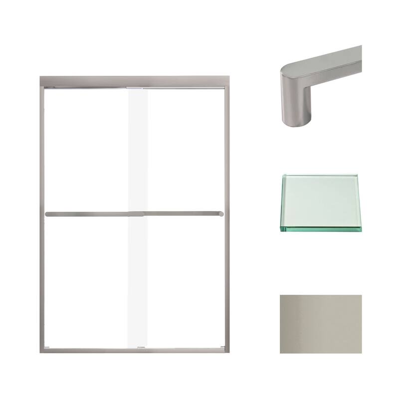 Transolid FBPT487008C-R 70" High x 47" Wide Bypass Frameless Shower - Brushed Stainless