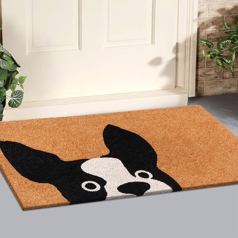A1HC Natural Coco Coir Door Mat with Heavy Duty Non-Slip PVC Backing - 18" x 30" - Easy to Clean