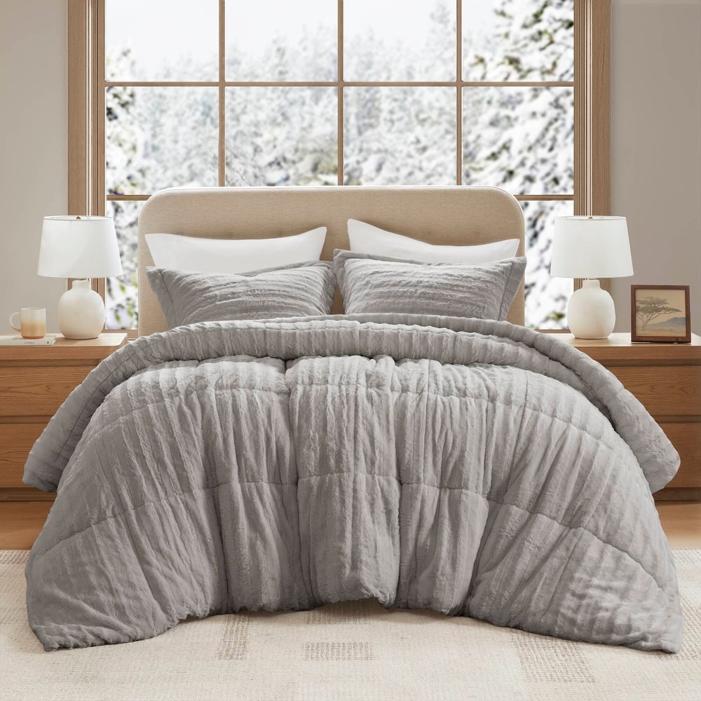 Madison Park York Faux Fur Comforter Mini Set