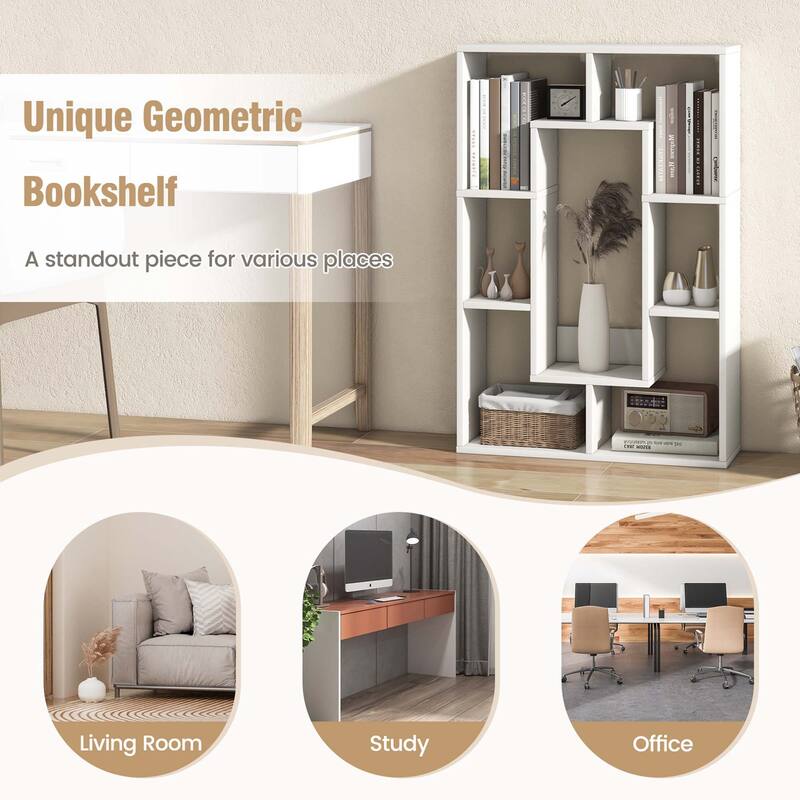 Costway 7-Cube Geometric Bookshelf with Anti-Toppling Device Modern - See Details