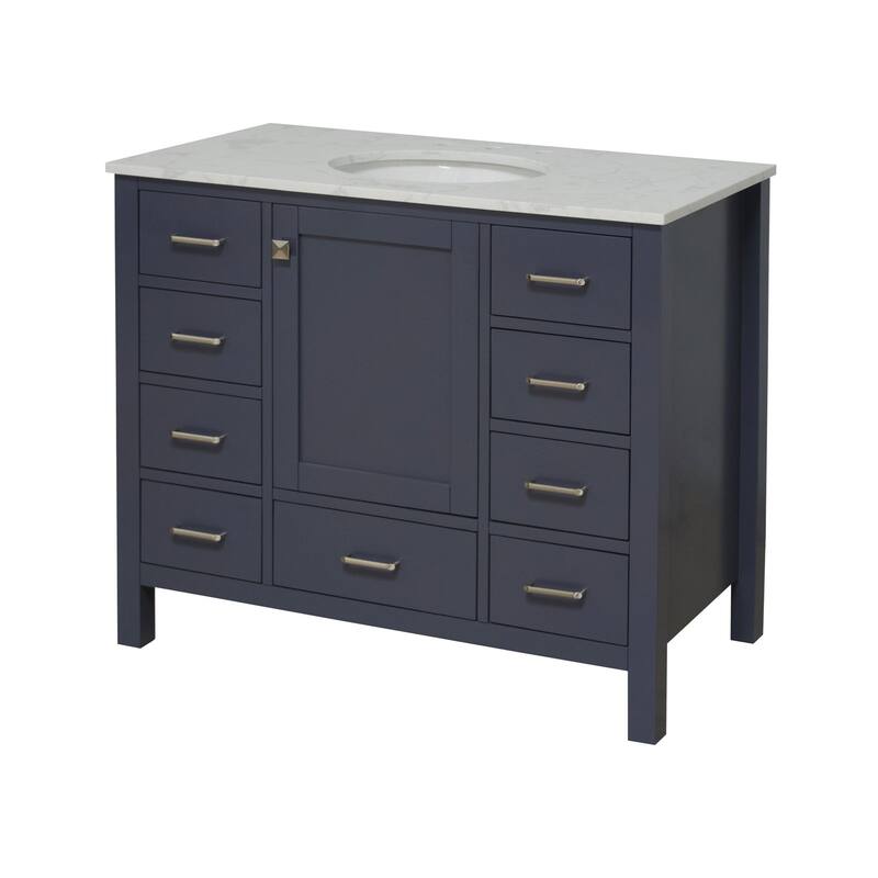 KitchenBathCollection Horizon 42" Bathroom Vanity with Engineered Carrara Top
