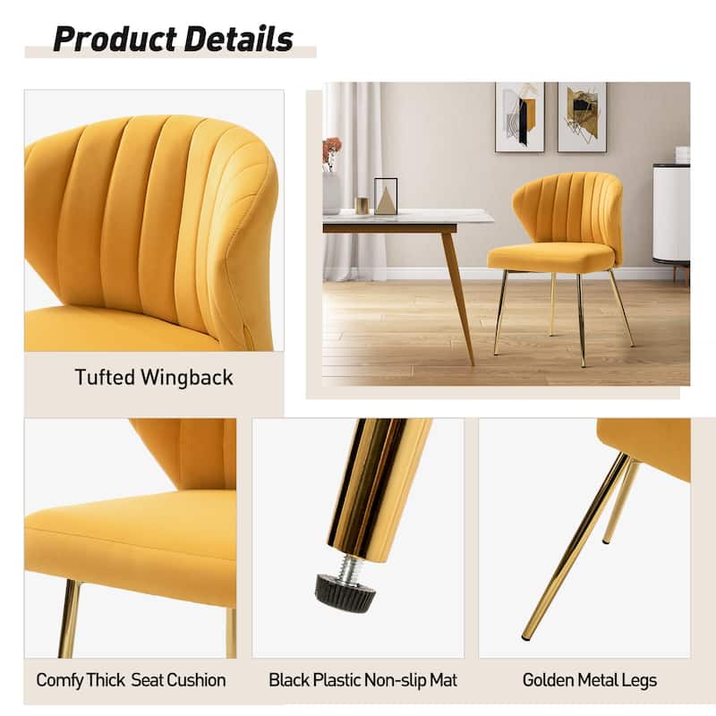 Barbara Side Chair with Metal Base Set of 4 by HULALA HOME