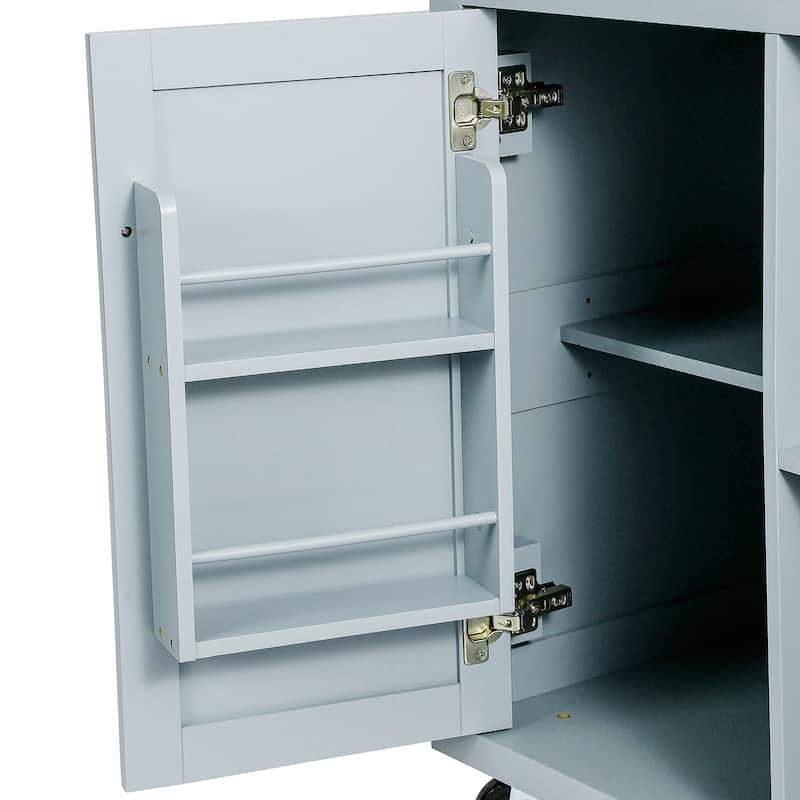 Kitchen Island Cart on 5 Wheels, Breakfast Bar Cabinet, Rolling Kitchen Island with Drop Leaf, 3 Drawers & Removable Shelves