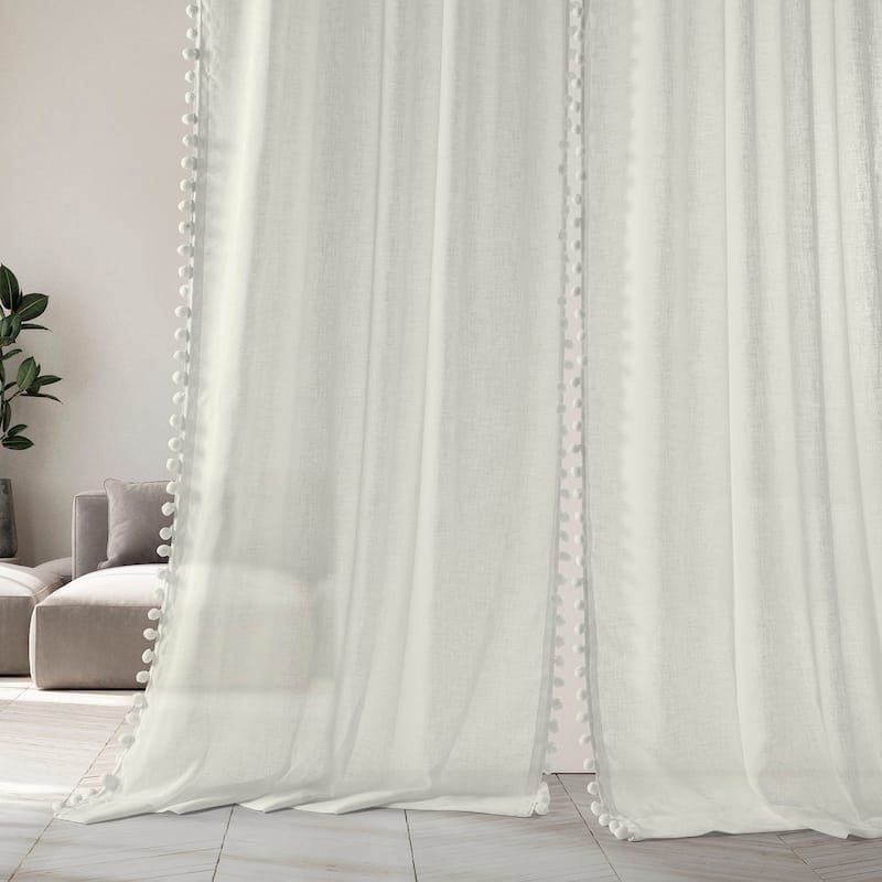 Exclusive Fabrics Borla Patterned Faux Linen Sheer Curtain (1 Panel)