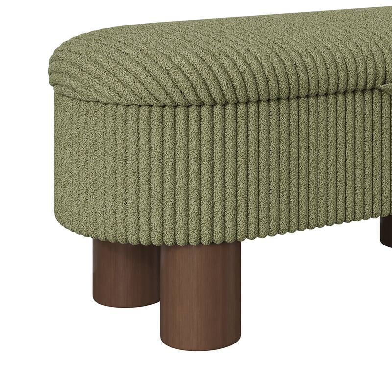 Roomfitters Modern Corduroy Storage Ottoman Bench with Lift Top Lid and Cylinder Legs
