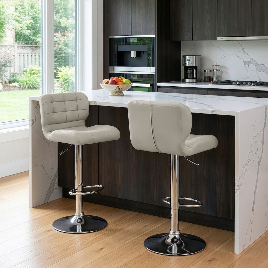 Adler Faux-leather and Metal Adjustable-height Bar Stool (Set of 2)